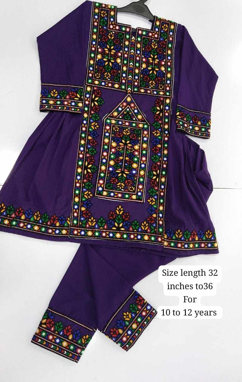 girls Balochi ghagha Frocks kundi work