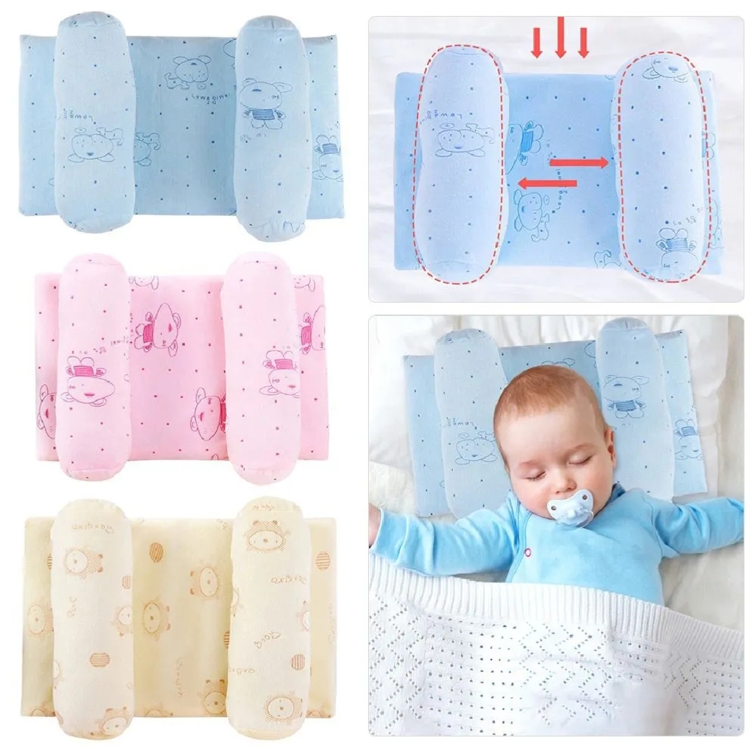 Baby Head Shaping Pillow Memory Foam Newborn Sleeping Pillow | Flat Head Prevention Cushion with Neck Support | Breathable Infant Head Support for Crib, Stroller & Car Seat