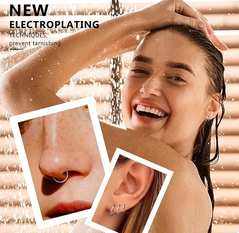 20pcs Titanium Non-Piercing Fake Ear, Nose & Lip Rings
