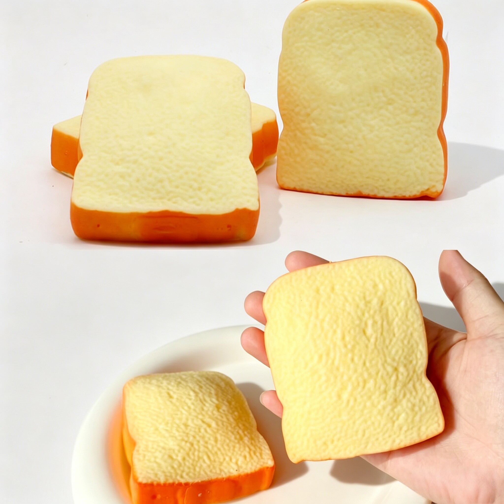 Lifelike Toast Slow Rise Squishy Squeeze Fidget Gadget Soft Elastic Stress Relief Fake Food Desktop Leisure Holiday Present