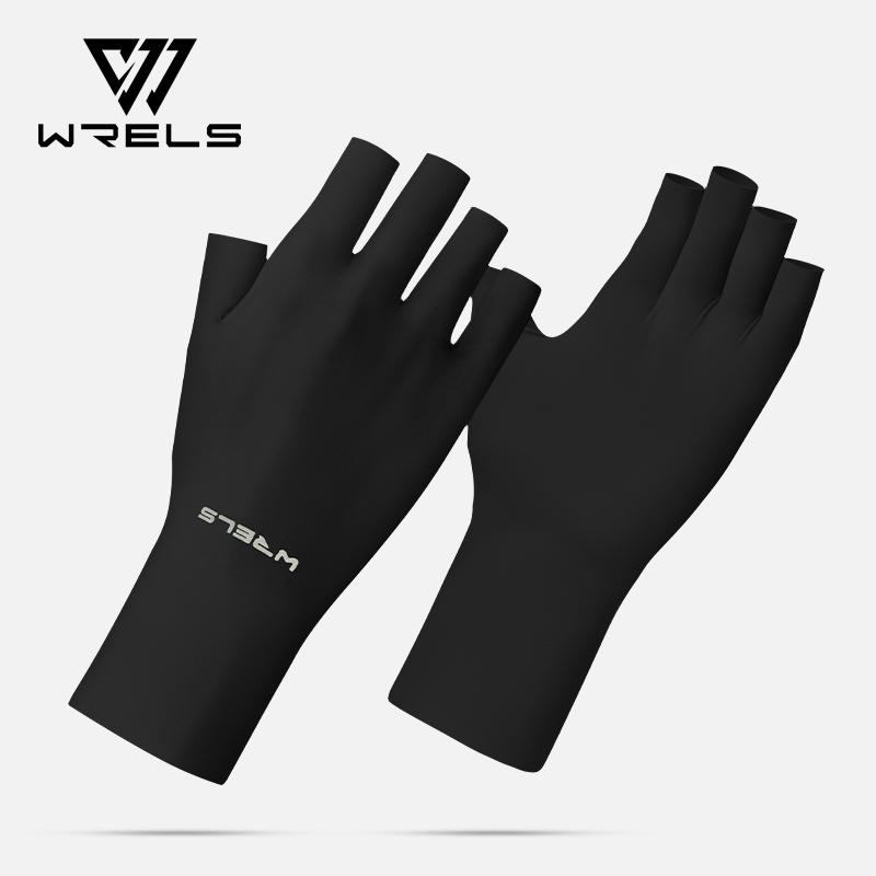 WRELS Ice Silk Sunscreen Gloves Cool Summer Solid Mittens Half Finger Sleeves Elastic Thin Women UV Protection Driving Gloves