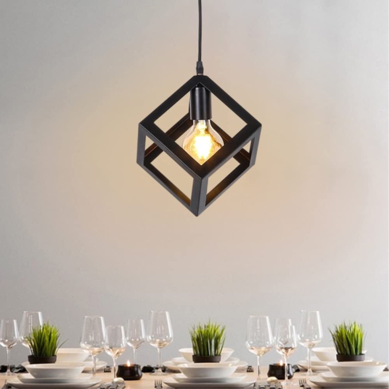 New Square Cube Hanging Light , Ceiling Light , Ceiling Lamp, Pendant Lamp, Pendant Light For Home, Office, TV Lounge, Bed Room, Led Light, Led Bulb, Filament Bulb (BULB NOT INCLUDED)