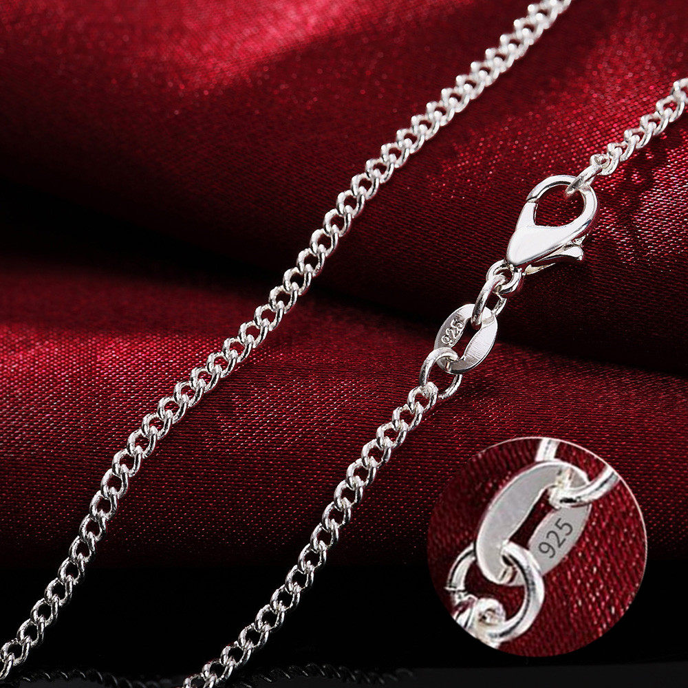Hot nice 925 Sterling Silver Necklace 16-30 Inches 2MM String Chain For Women Men High Quality Jewelrys  40-70cm