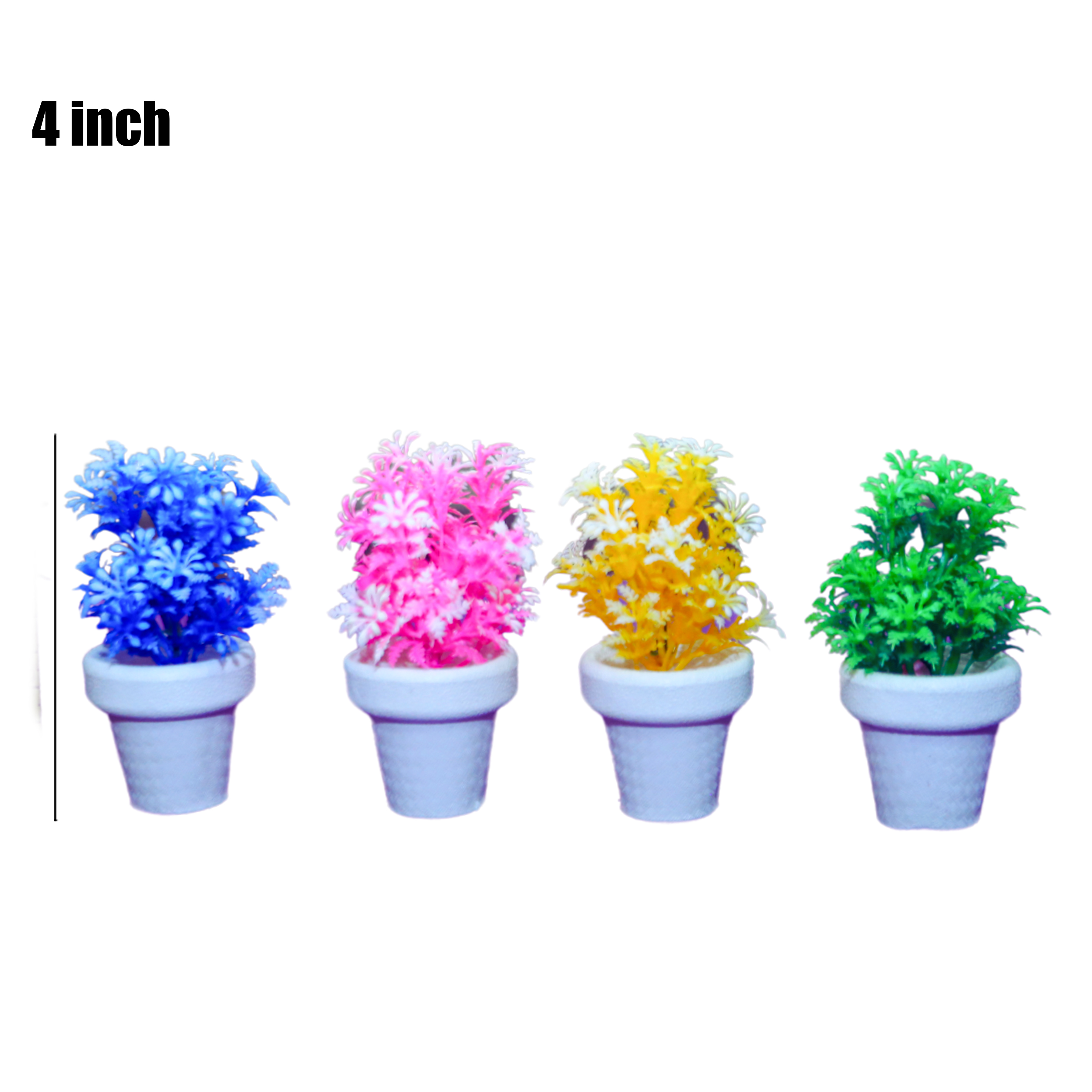 Pack of4 Mini Plant Artificial Decoration Piece with pot Best for home & Office Decoration purpose
