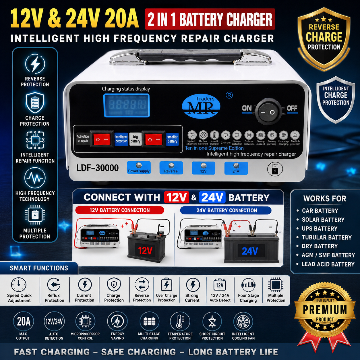 12v & 24v 20a battery charger/ 24v battery charger