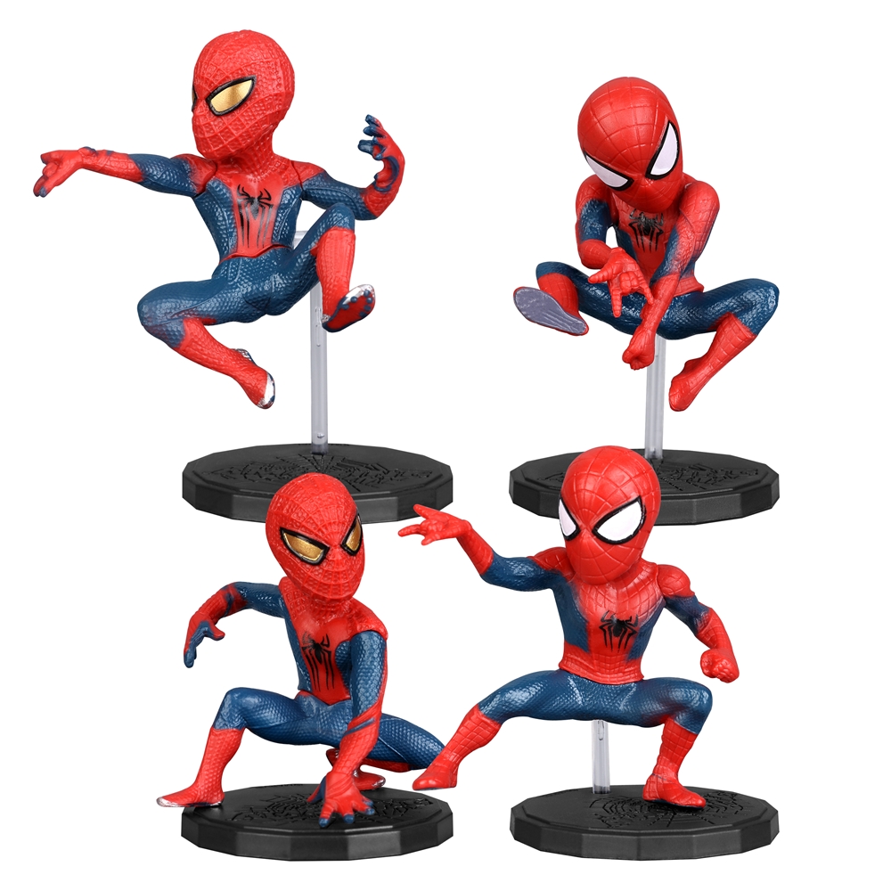 @@Hot Toys Superhero Spider 4pcs/Set 6-8cm Action Figure Anime Decoration Collection Figurine Mini Doll Toys Model Children 