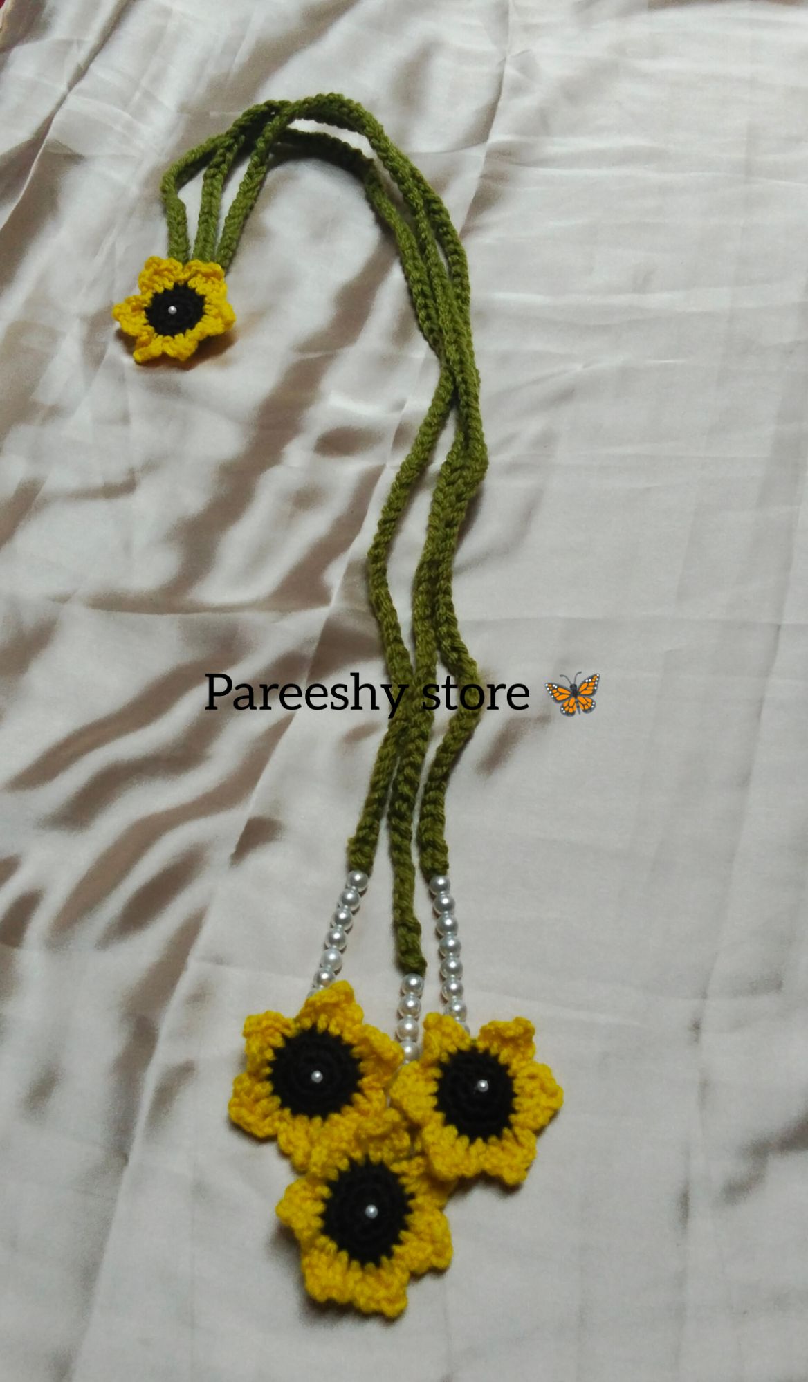 Crochet Sunflower Paranda – Elegant Handmade Hair Braid Accessory