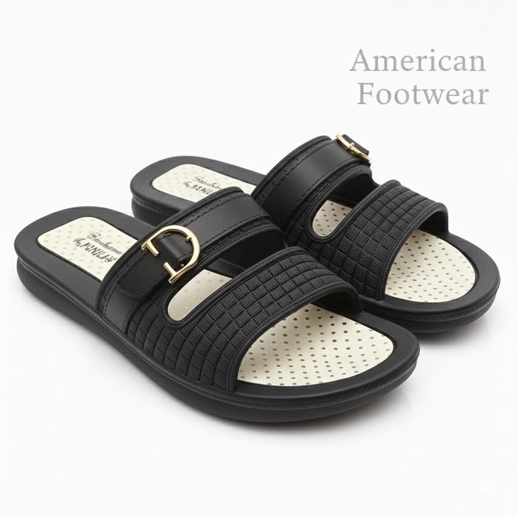 Ladies Comfortable Buckle Slippers Lite Weight FlipFlops Pure Rubber Slippers For Indoor and outdoor use