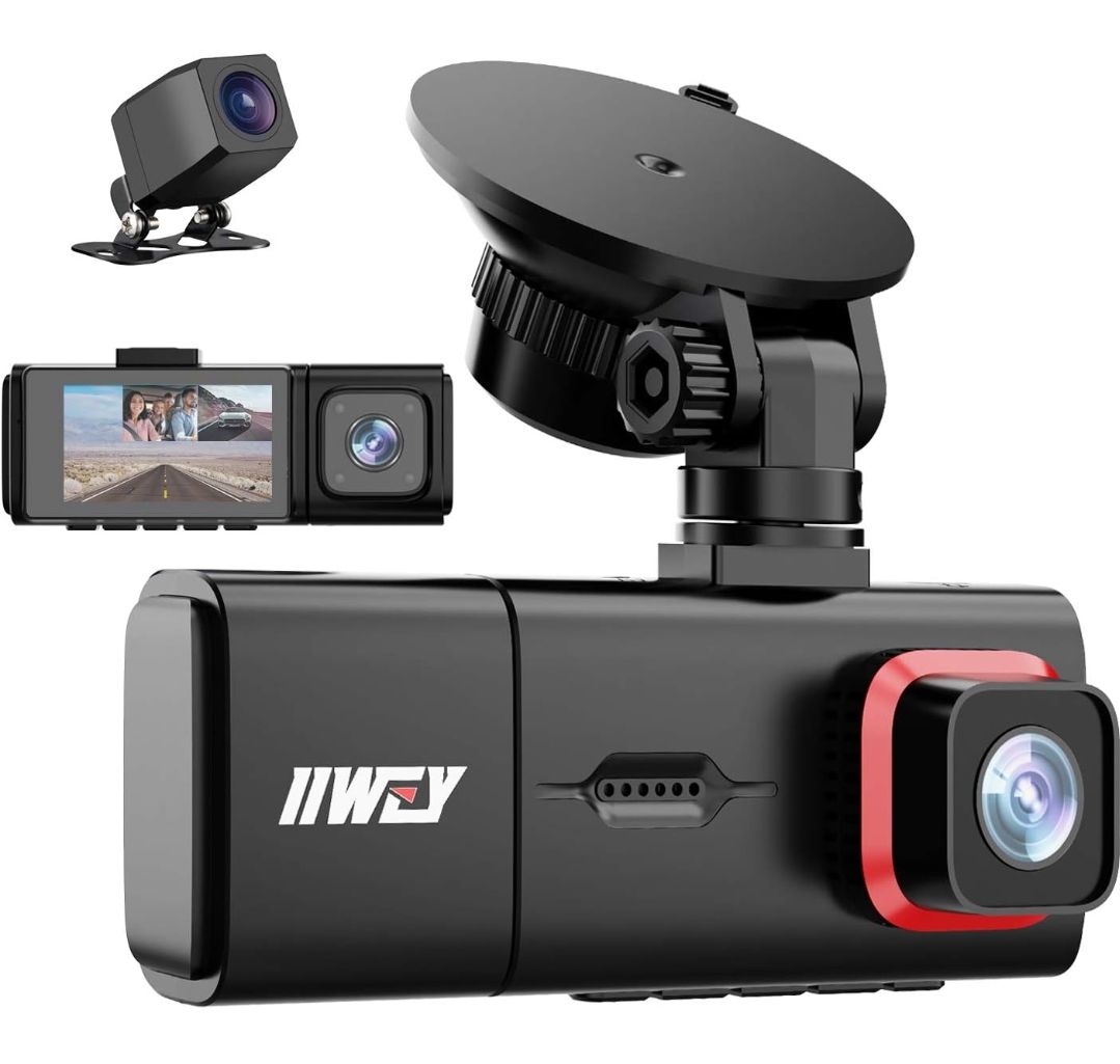 Radar Detector Iiwey Dash Cam Front Rear And Inside 1080P Three