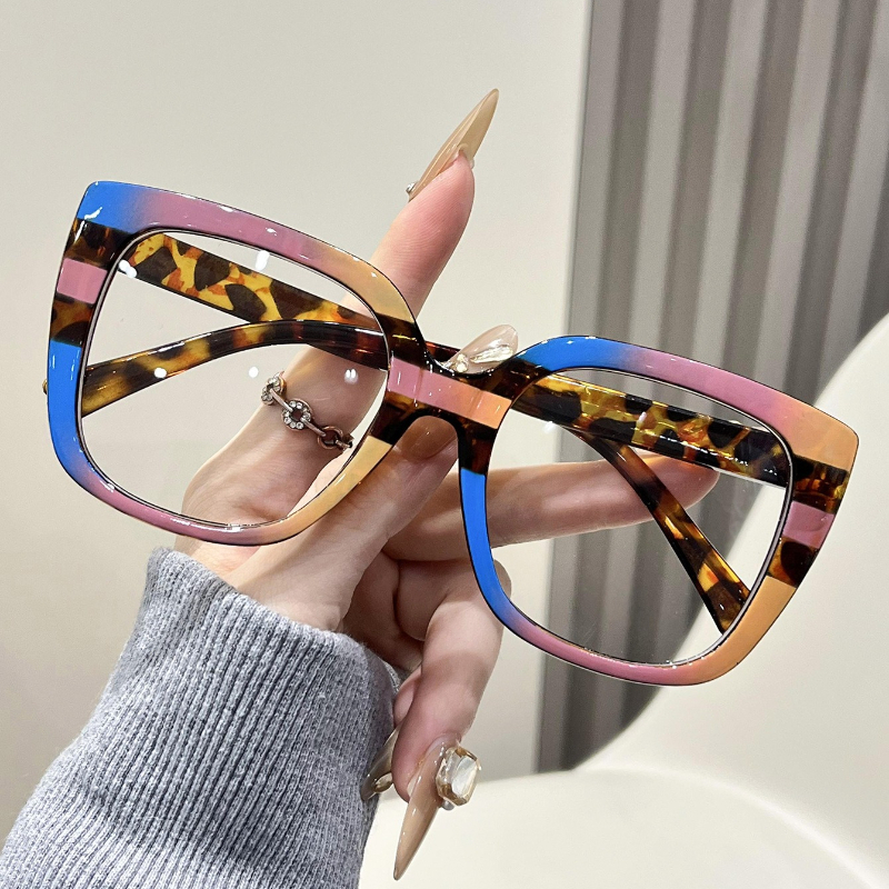 Women Anti Blue Light Oversized Black Frame Vintage Glasses Computer Eyewear Full Frame Transparent Eye Protection Eyepiece