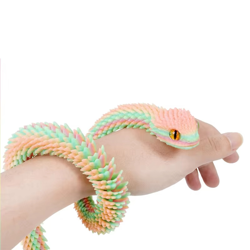 30CM New 3D Printed Snake Realistic Snake Statue Movable Joint Fidget Toys Simulation Desk Ornament Animal Model 
