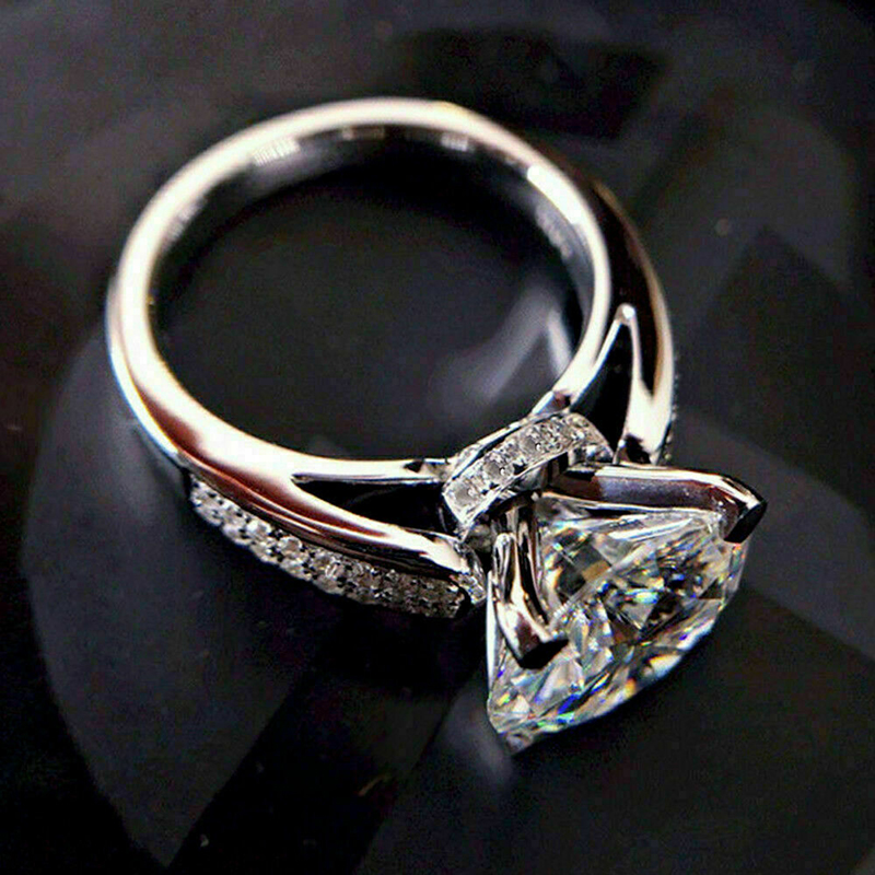 Huitan 2022 Classic Wedding Engagement Ring for Women Brilliant Cubic Zirconia Crystal Proposal Ring Anniversary  Jewelry