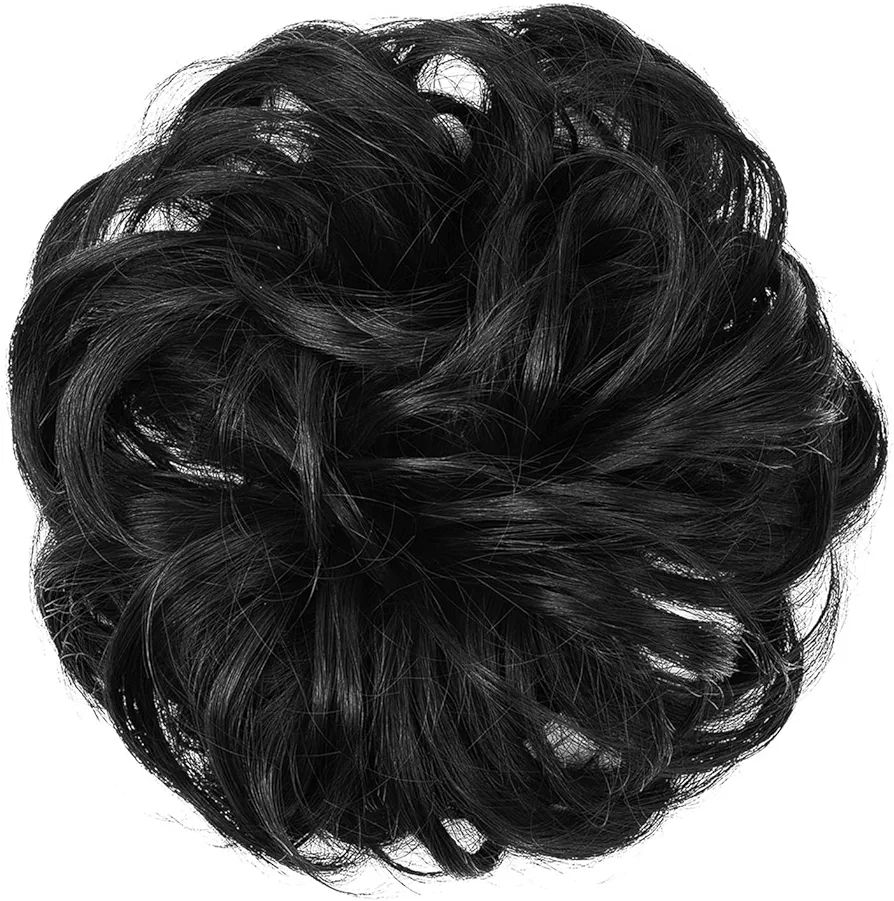 Dark Brown Hair Bun Extension Synthetic Hairpiece Clip In Messy Curly Bun Hair Accessory Women Girls Elegant Hair Accessory Easy To Use Comfortable Lightweight Adjustable Size Premium Quality Hairpiece For Parties Weddings Daily Wear