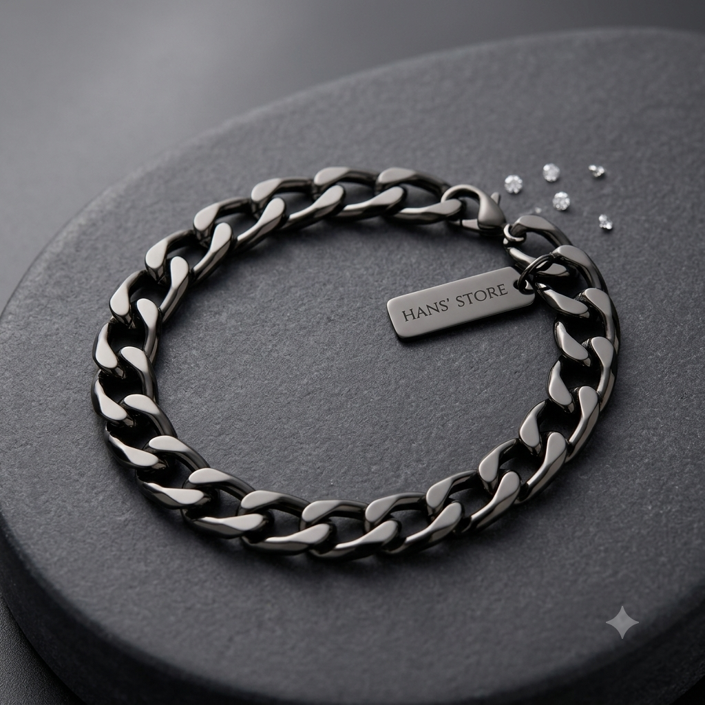 Attractive Looking Black Color Chain Bracelet for Boys - Alloy Tone Hand Band-Black Chain/silver Chain/Goldenchain bracelet
