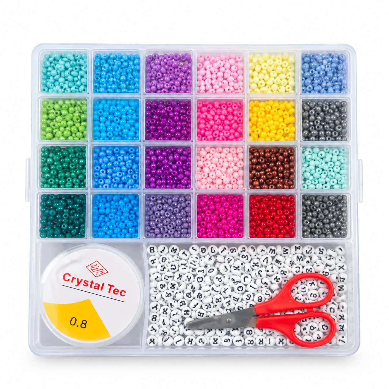 DIY Jewelry Making Beads Kit with Organizer Box | Colorful Seed Beads, Alphabet & Letter Beads with Scissors | Bracelet Necklace Making Craft Kit