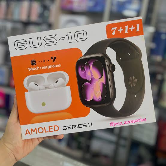 GUS-10 AMOLED Series 11
AMOLED Display
Smart Watch + Wireless Earbuds-
7 Interchangeable Straps
- Multiple strap colors & styles
Stylish premium design, Touchscreen display
Bluetooth connectivity
Watc