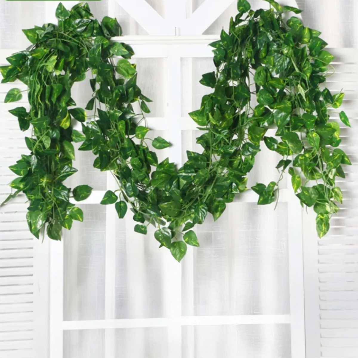 Pack of 12 Artificial Money Plant Leaf Bails 8ft Length Green Hanging Garland for Home, Office, Wedding, and Festival Decoration
