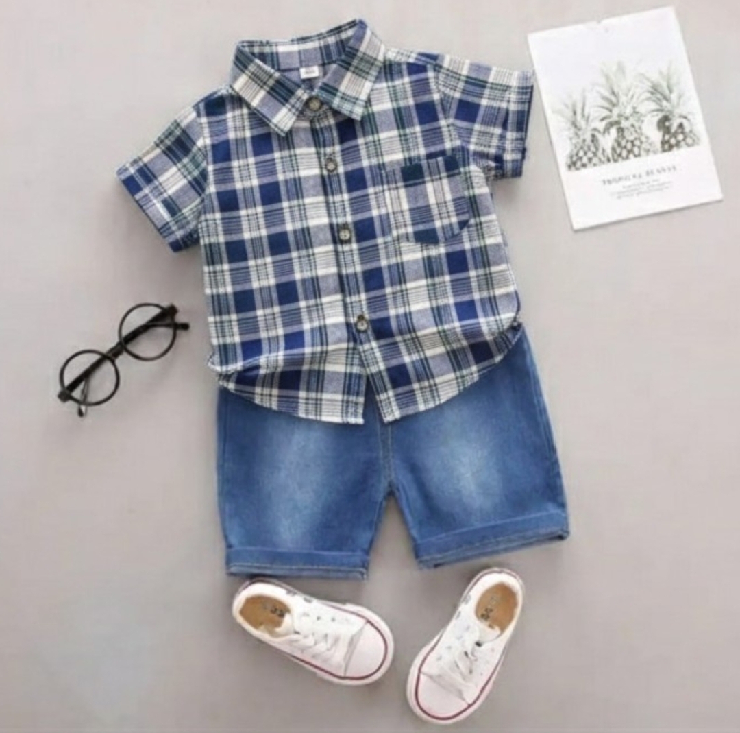 Cotton Casual Shirts And Jeans shorts pants For Kids Baby Boys And Baby Girls Dresses Short Sleeves Tee Top's Clothes Set's Dresses Outfit Suit For Unisex JHA Eid Collection Summer collection