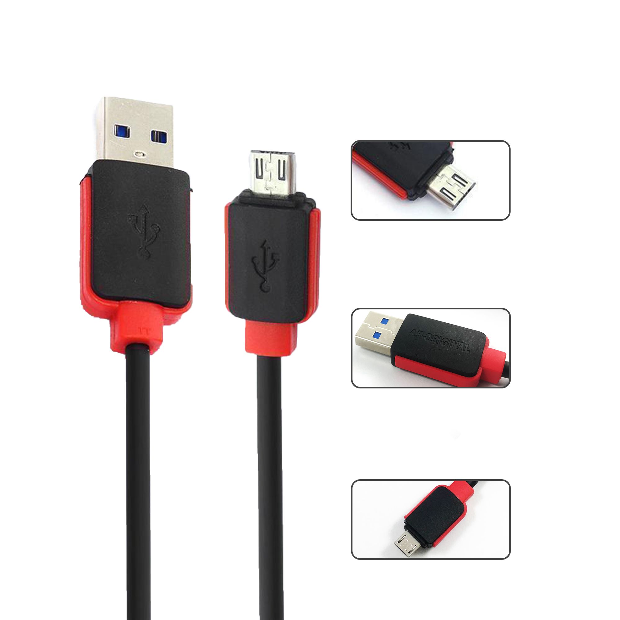 Warner 1.2 Meter Fast Charging Data Cable – Black and Red