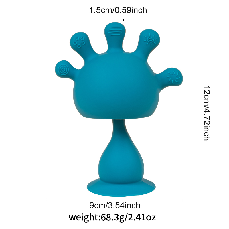 Baby Finger Mushroom-Shaped Rattle Teether, Silicone Soft Teething Stick, Newborn Soothing and Chewing Fun