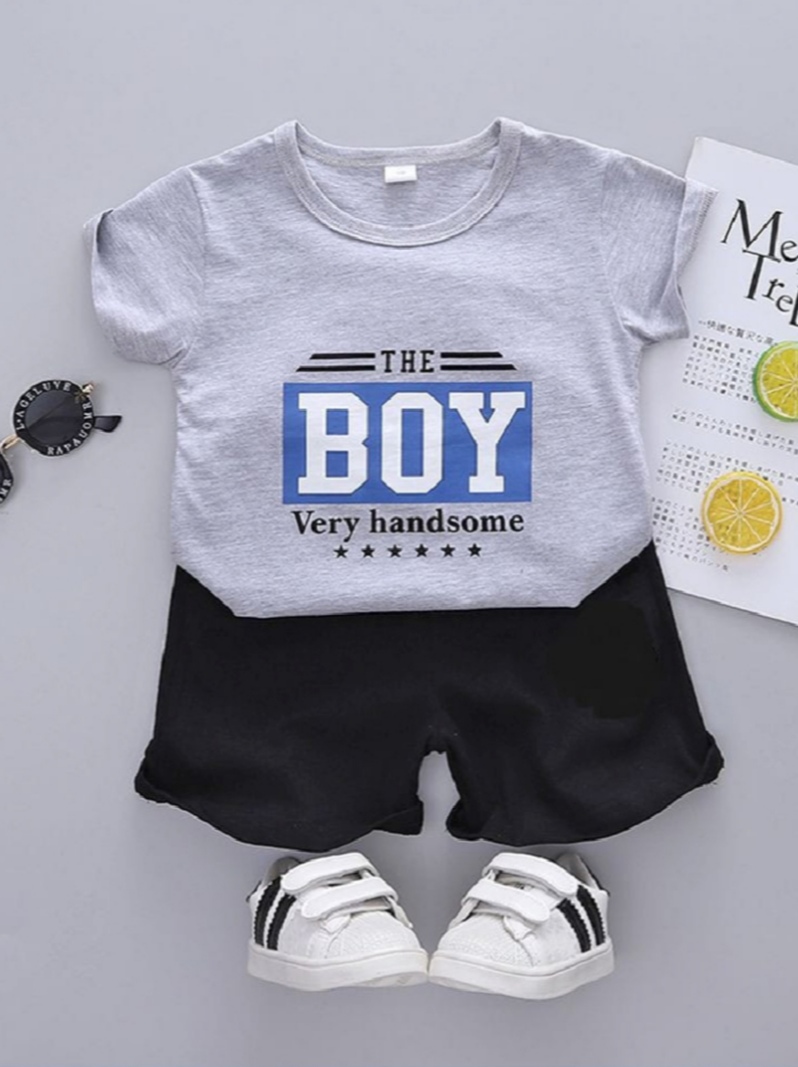 T-shirt And Short Pant For Kids Baby Boys And Baby Girls Round Neck Short Sleeves Tee Tops Clothes Sets Dresses Outfit Suit For Unisex Jannat Place