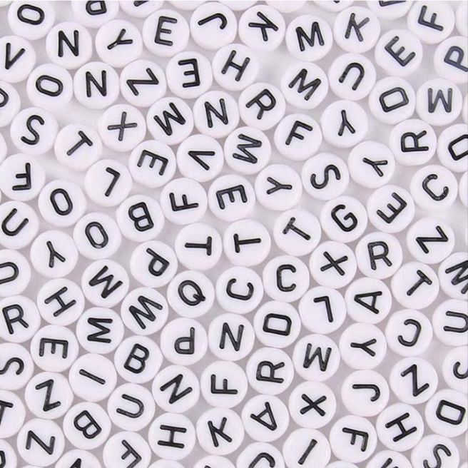 100Pcs Mixed Alphabet  Beads Flat Round White Letter Beads for DIY Jewelry Making, Bracelets Necklaces | Craft Accessories