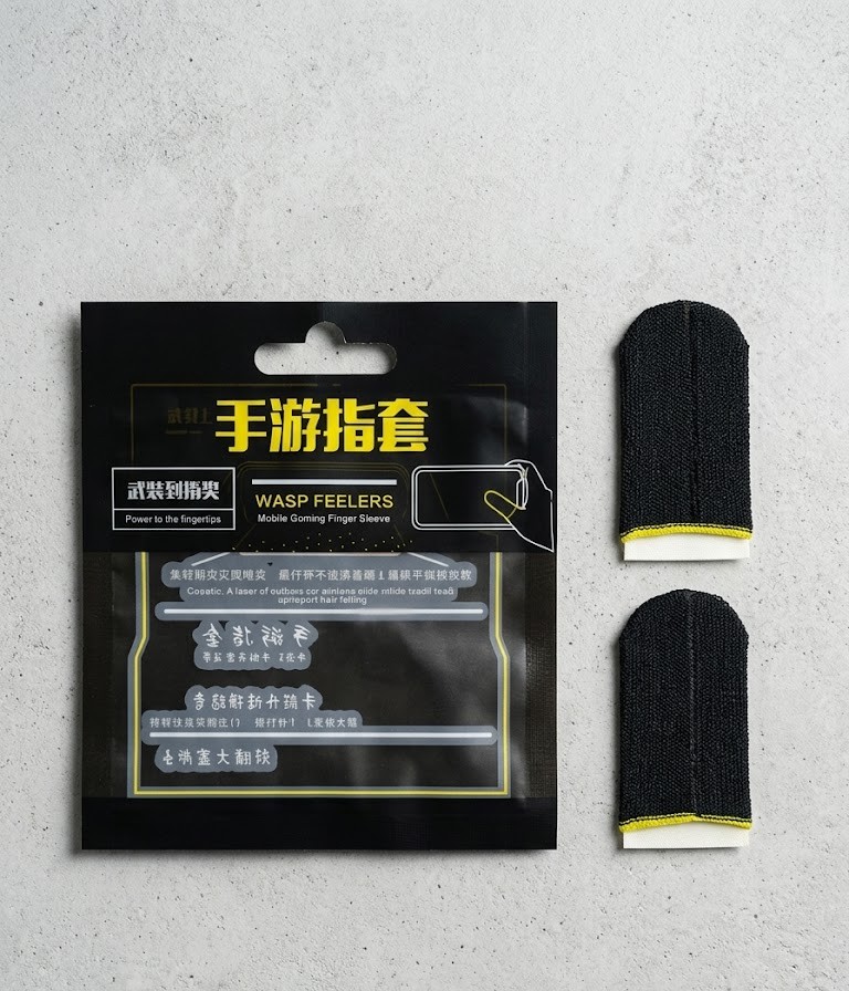 Gaming finger sleeves, PUBG thumb gloves, anti-sweat finger cover, Wasp Feelers original, Free Fire accessories, mobile gaming gloves, touch screen finger sleeve, COD mobile gear, breathable finger cot, pro gamer thumb sleeves.