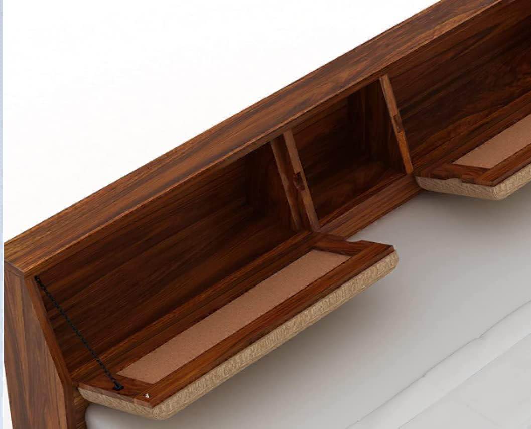STRATA FURNITURE Sheesham Wood King Size Bed with Box Storage Wooden Double Bed Cot Bed Furniture for Bedroo...