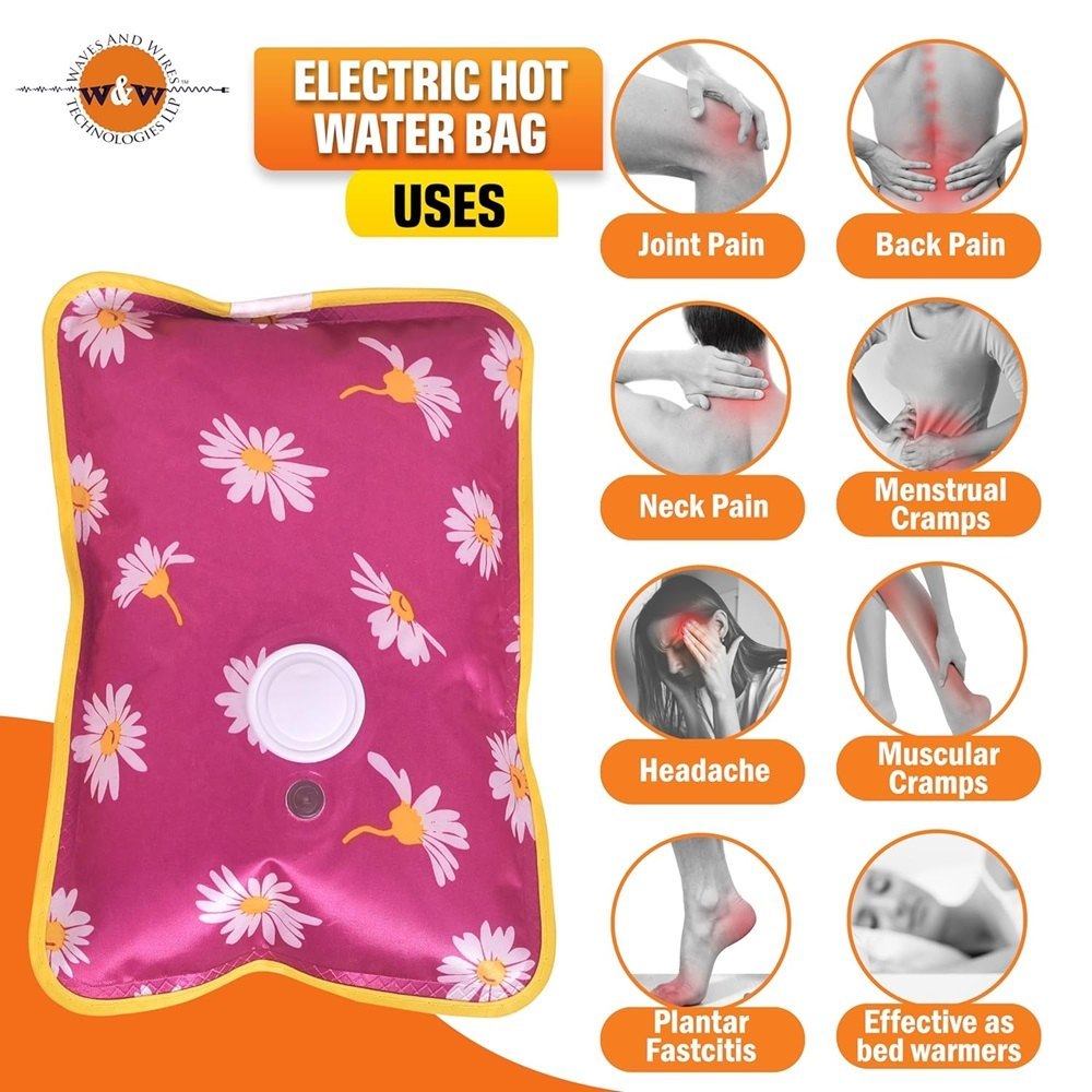 1pc EU/US Plug Rechargeable Electric Hot Water Bottle Hand Warmer Heater Bag For Winter