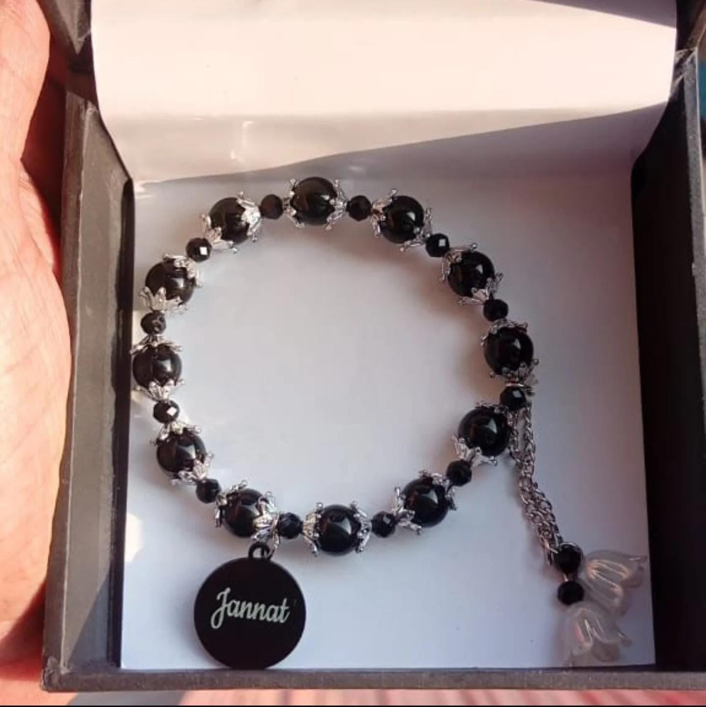 Customized Name Charm Beaded Bracelet â€“ Personalized Jewelry