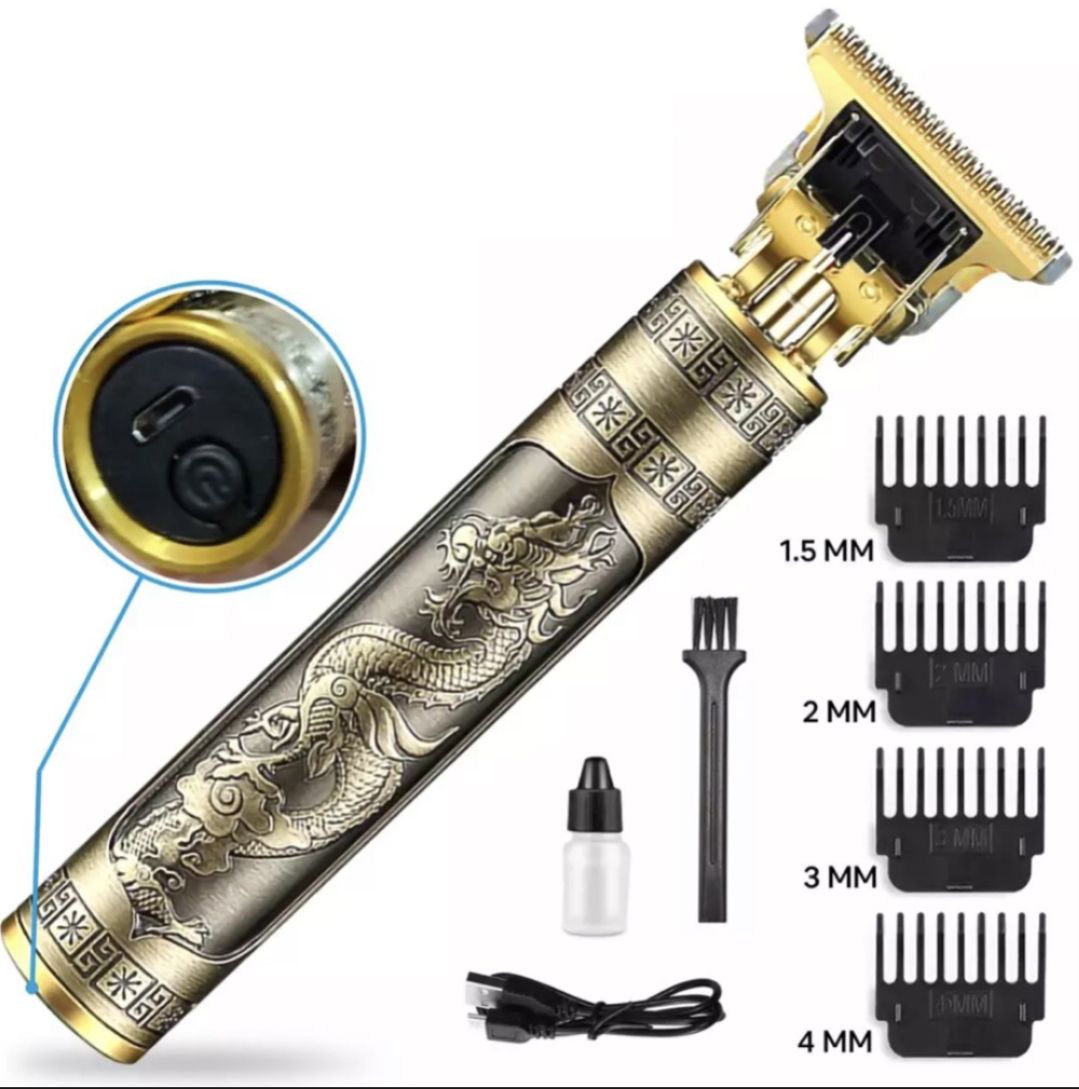 T9 Trimmer Original Vintage T9 Hair Trimmer Metal Body USB Rechargeable Beard Clipper Hair Removal Cutting Machine.
