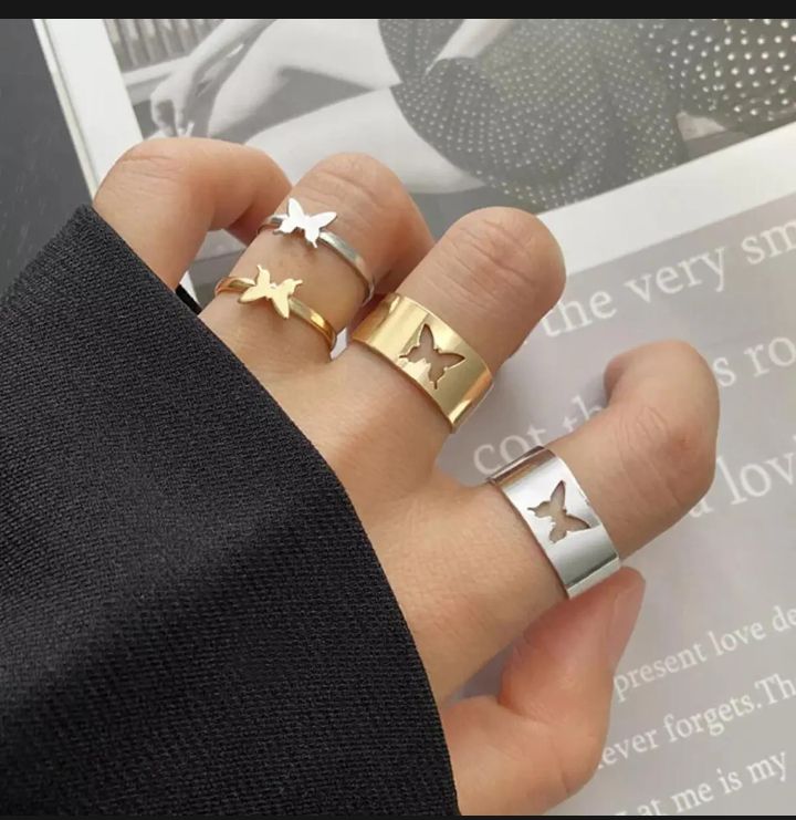Fabulous Butterfly Rings For Girls/ Women Most Demanded . Trendy Butterfly Rings  For Couples. Lover Pack of 2 Open Adjustable Rings For Couples.Couples Rings.So Elegant