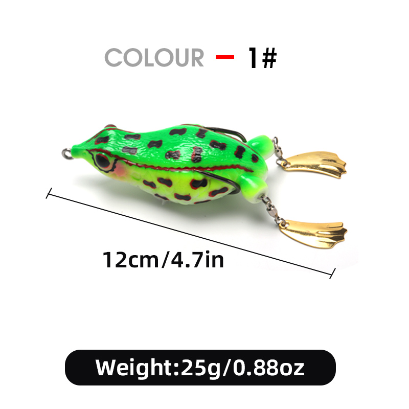WEIHE 1pcs 2nd Generation Frog Lure 12cm 25g, Artificial Bait for Snakehead Fishing