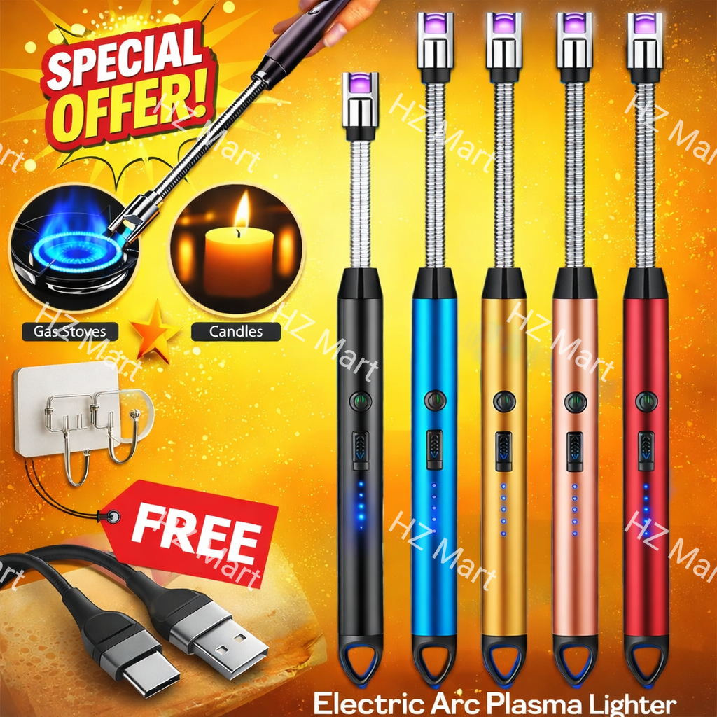 New Electric Arc USB Rechargeable Flameless Arc Lighter Flexible and Windproof for Candles, Hiking, Camping, Kitchen, Fireplaces 360 degree free rotation