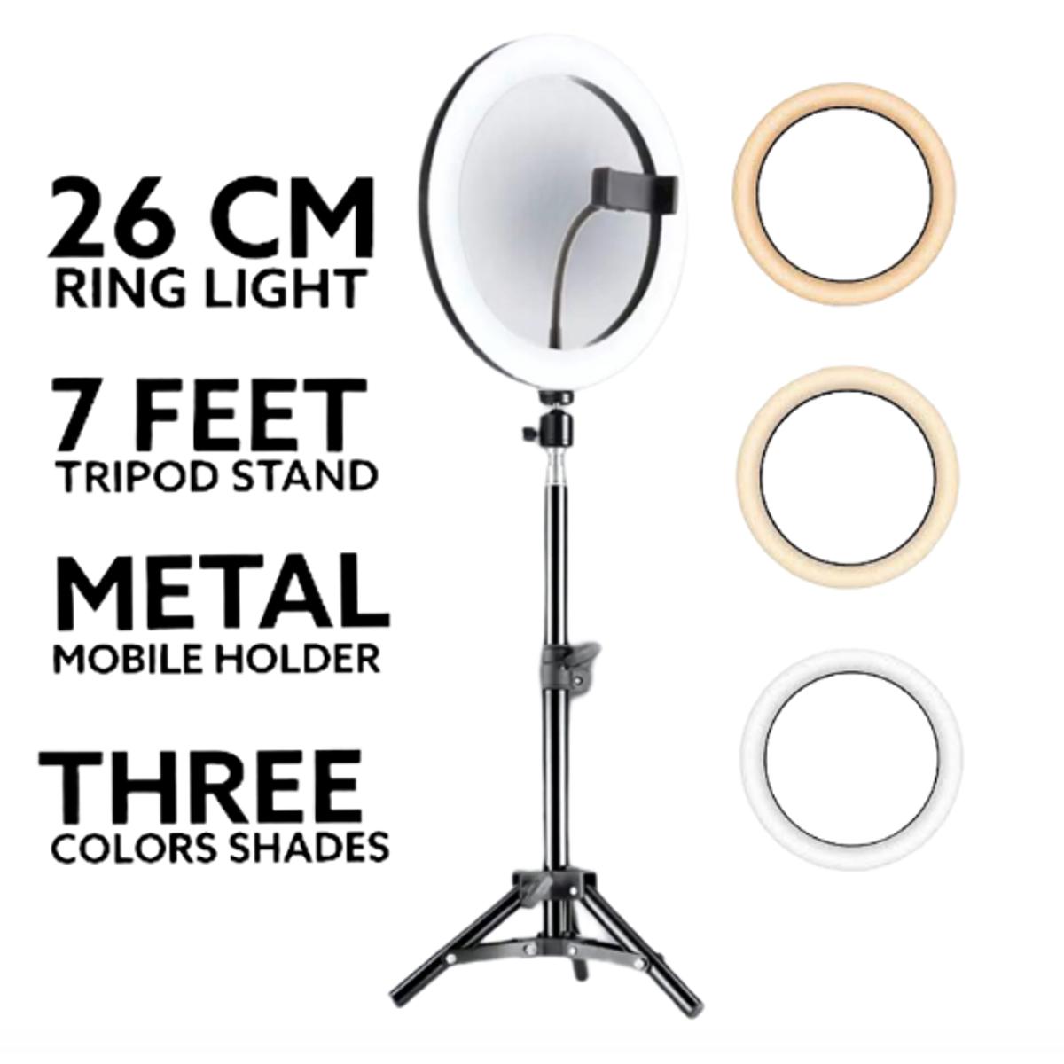 26cm LED Selfie Ring Light with 7ft Tripod Stand & Phone Holder - photo 4