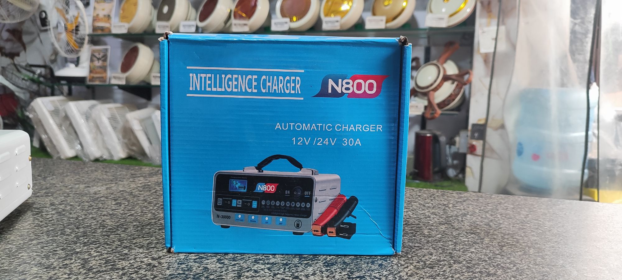 N800 30A Intelligent Battery Charger & Power Supply | 12V/24V Automatic Smart Charger | LCD Display | Pulse Repair | Car, Truck & Solar Battery Charger | Model N-30000
