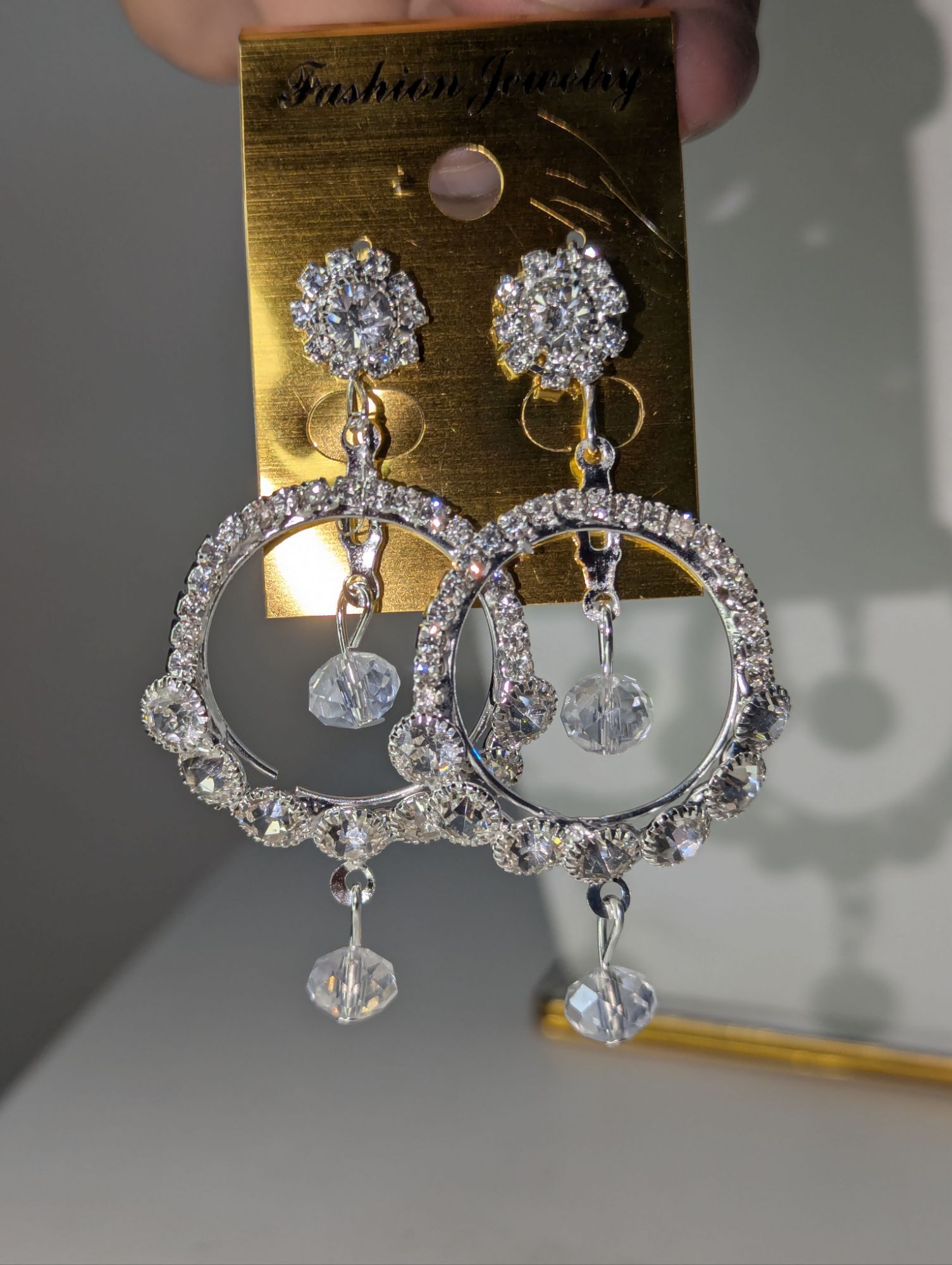 Sterling Silver Round Long Dangle Earrings – Beautiful, Lightweight, Hypoallergenic, Trendy Earrings for Women | Bridal, Party, Daily Wear, Gift, Statement Jewelry on Daraz