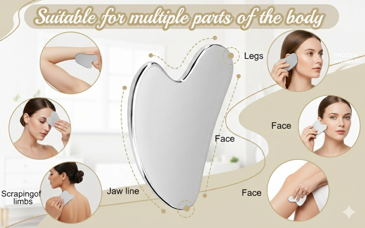 Gua Sha Facial Tool Stainless Steel Guasha Scraping Massage Scraper Face Massager Gua Sha Board Beauty Skin Care