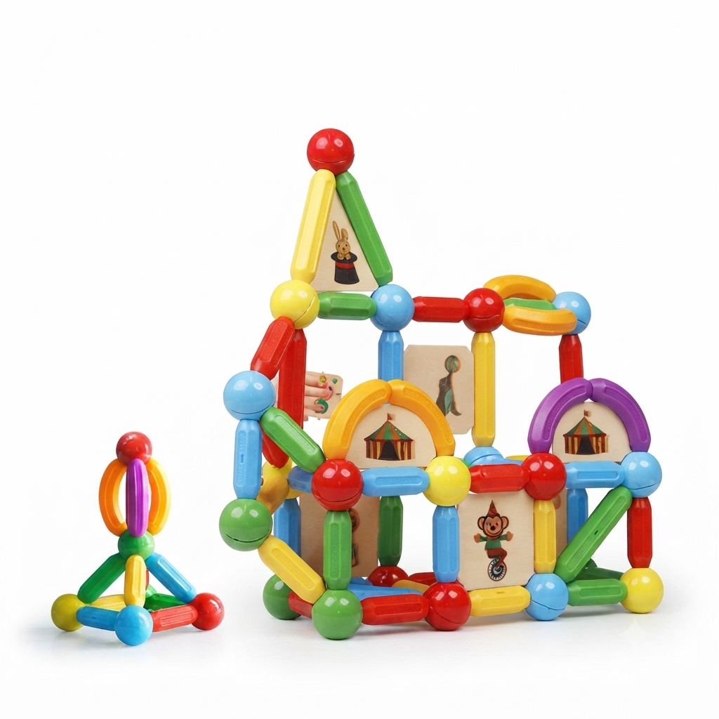 Magnetic Building Blocks Set 25/36/42 PCS – STEM Magnet Balls & Rods Construction Toy for Kids Age 3+ Educational Learning Stacking Game (Multicolors)