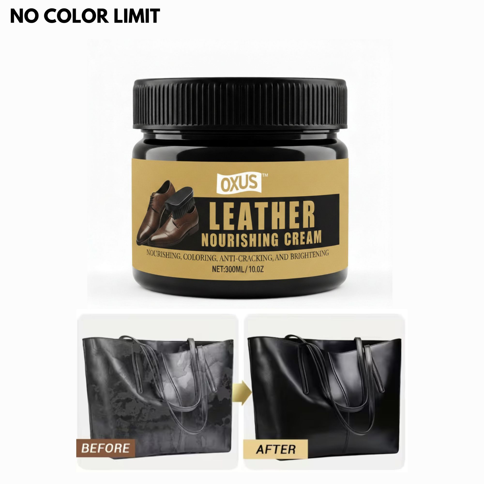 Oxus Leather Care Kit | Includes Black Polishing Sponge for Shoes, Bags, Jackets & More | Leather Conditioning & Quick Polish | Shoe Leather Care | Bag Leather Care | Jacket Leather Care | Leather Furniture Care | Leather Restorer|Leather Nourishment 1pcs