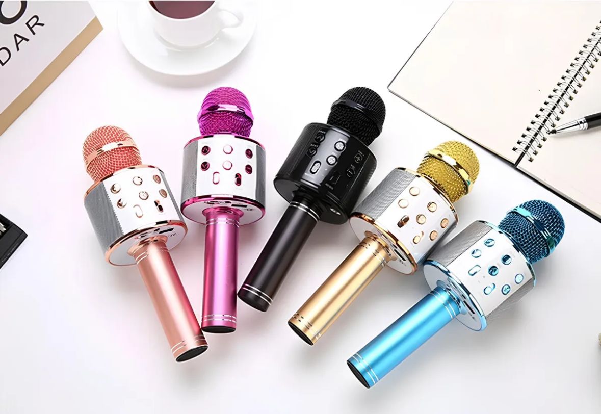 WS-858 Wireless Bluetooth Karaoke Microphone Handheld Portable Mic with HiFi Speaker & Echo Sound - Multi Color