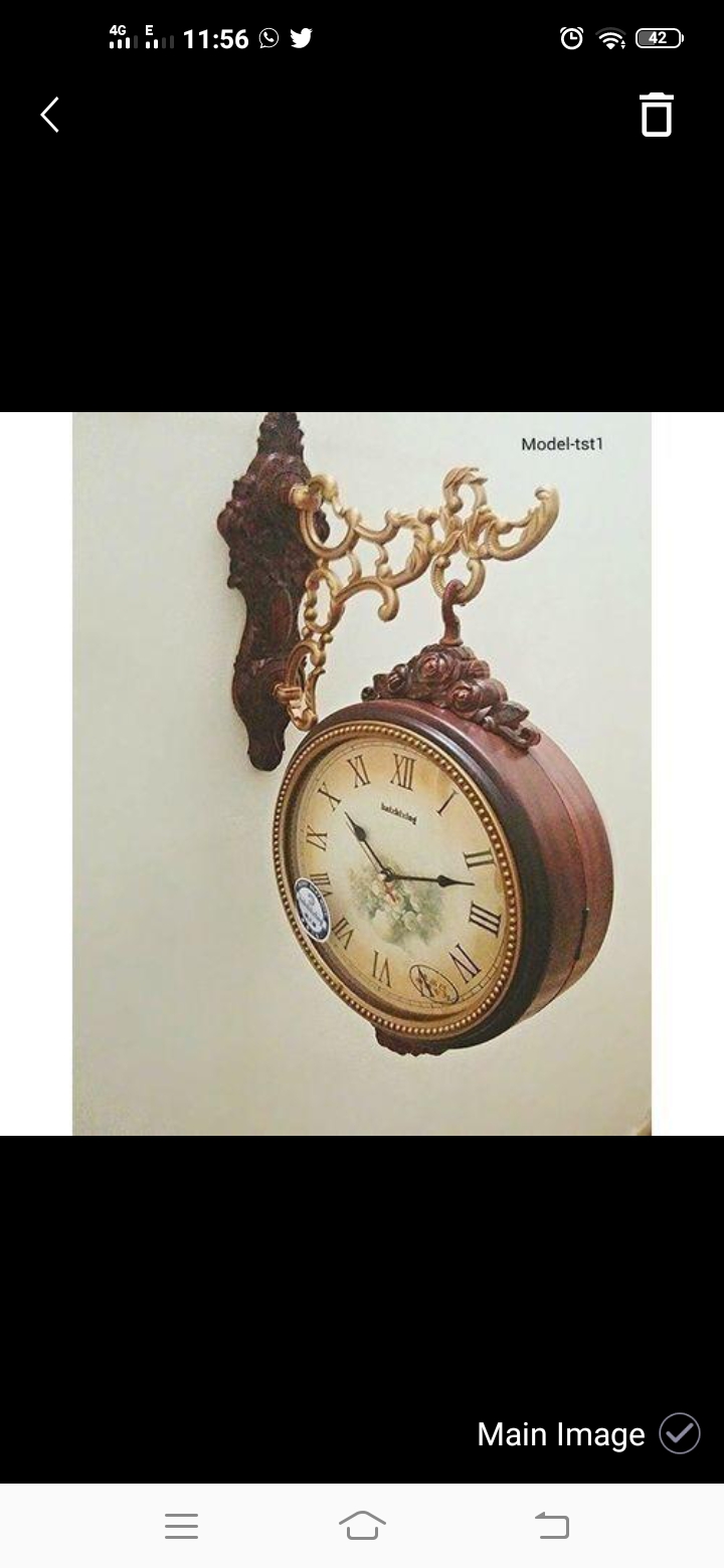 Antique Double Sided Wall Clock Two face Clock