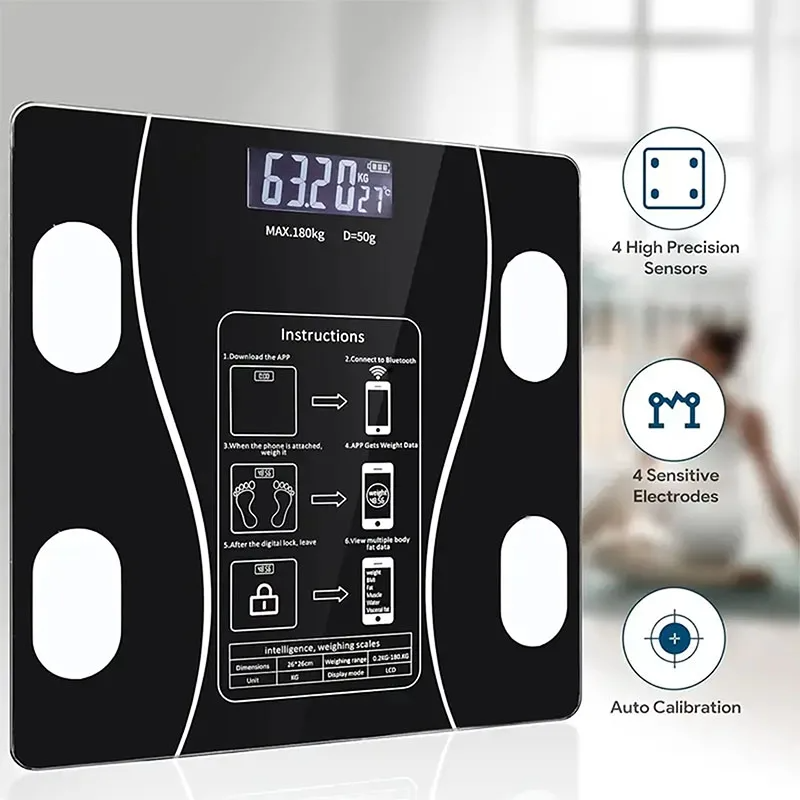 Electronic Digital Body Weight Scale 180kg | Tempered Glass Bathroom Weighing Machine | Body Weight Scale Smart LED Display Health Weight Scale | Household Personal Body Weight Machine | Accurate Digital Weighing Scale for Home Gym
