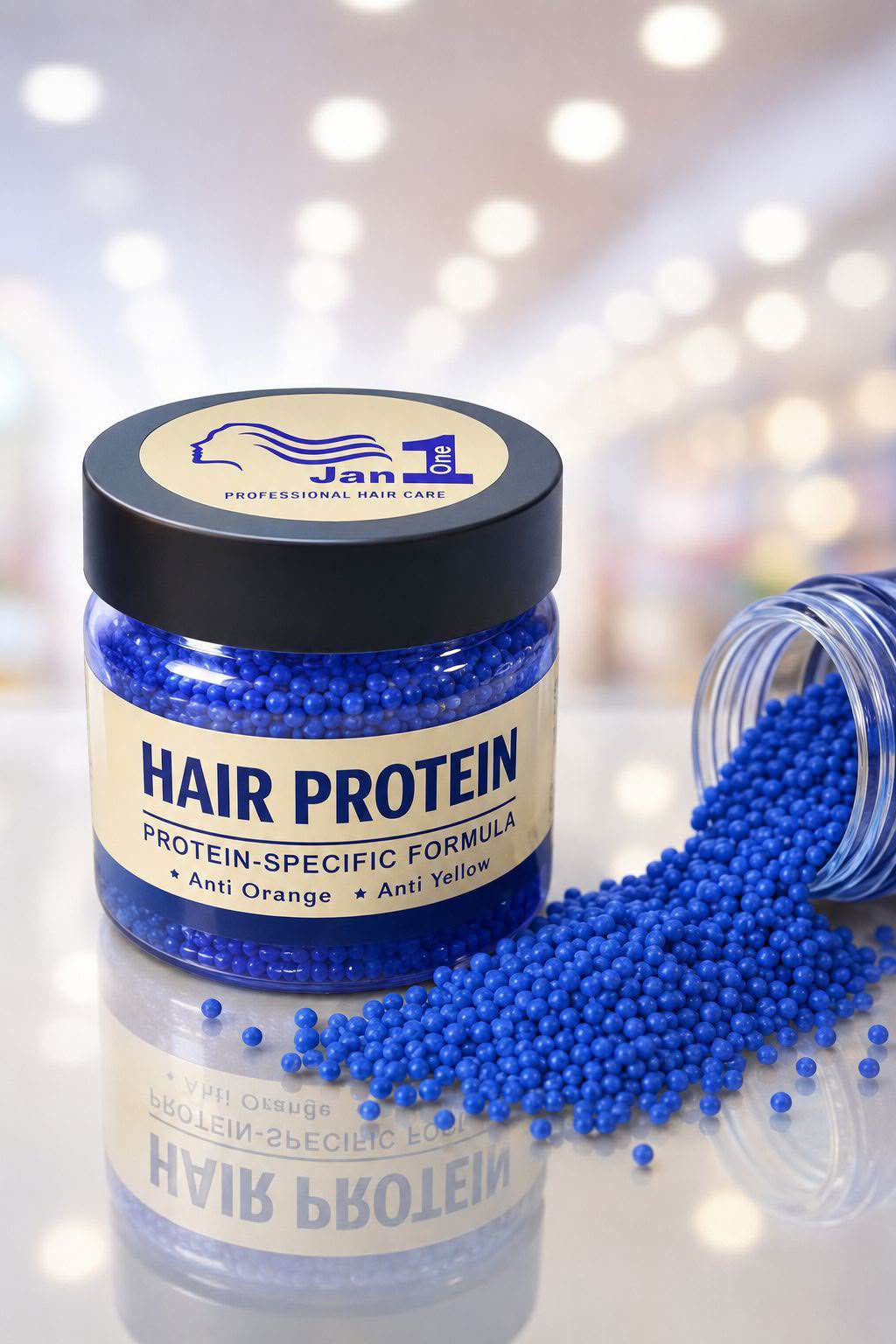 Jan One Hair Protein Balls Anti Orange Anti Yellow Hair Protein Beads – Professional Hair Care Formula 100g