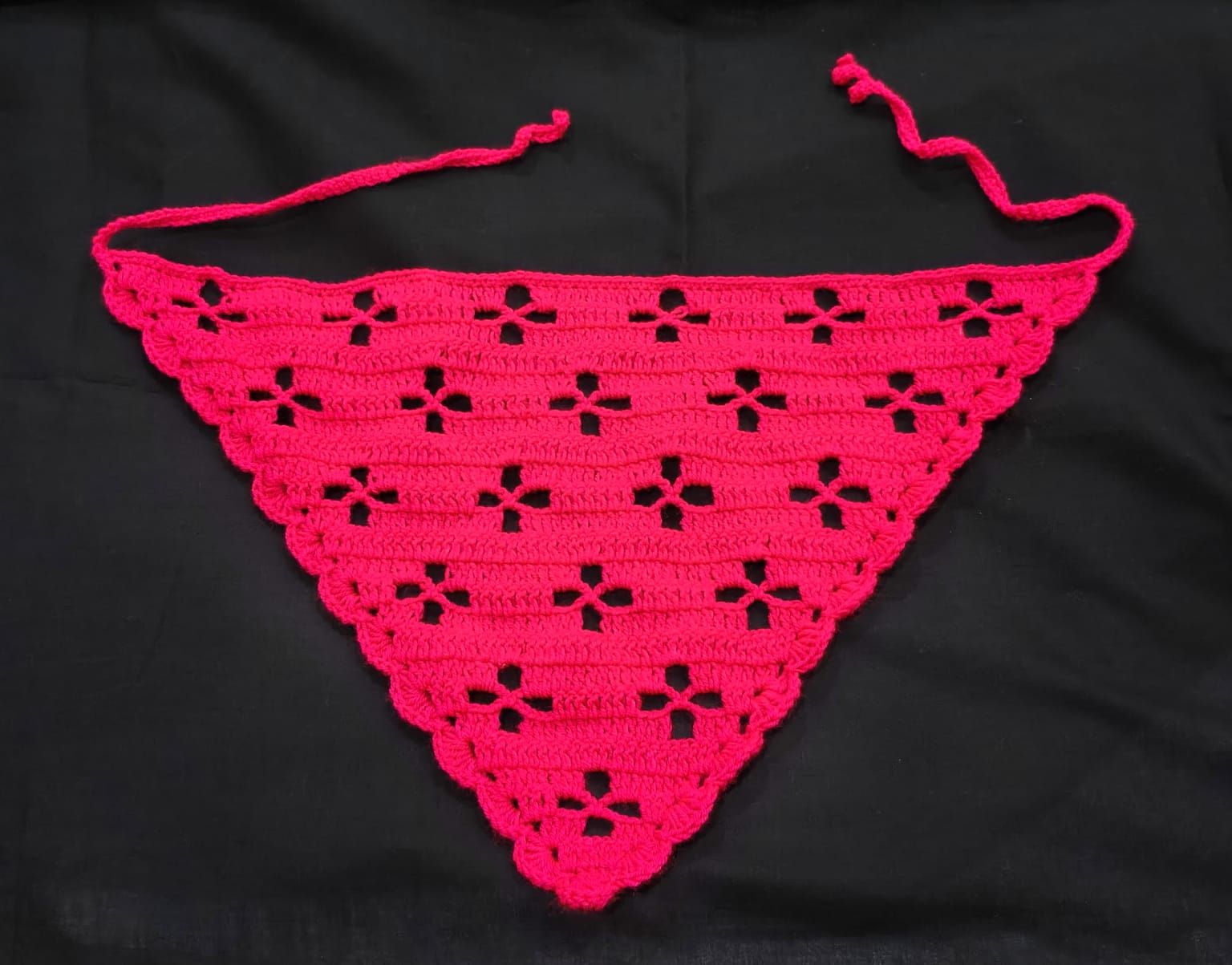 Handmade Crochet Bandana Head Scarf Boho Hair Accessory