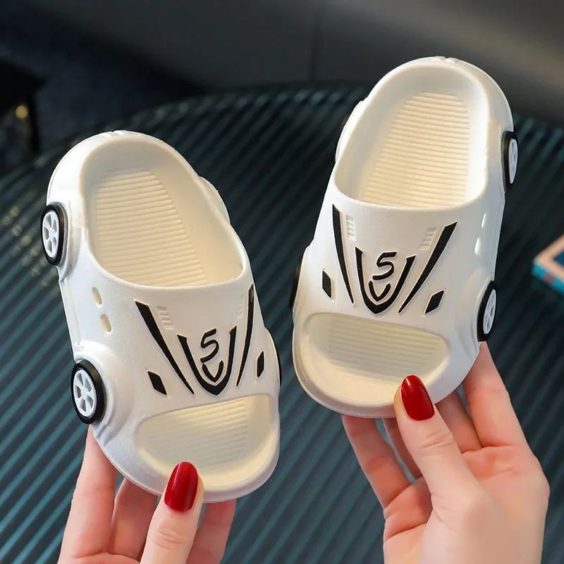 Kids' Slippers 2024 Summer Indoor Cartoon Car Girls Shoes Soft Anti-slip Boy Home Non-slip Shoes Baby Fashion Outdoor Slippers