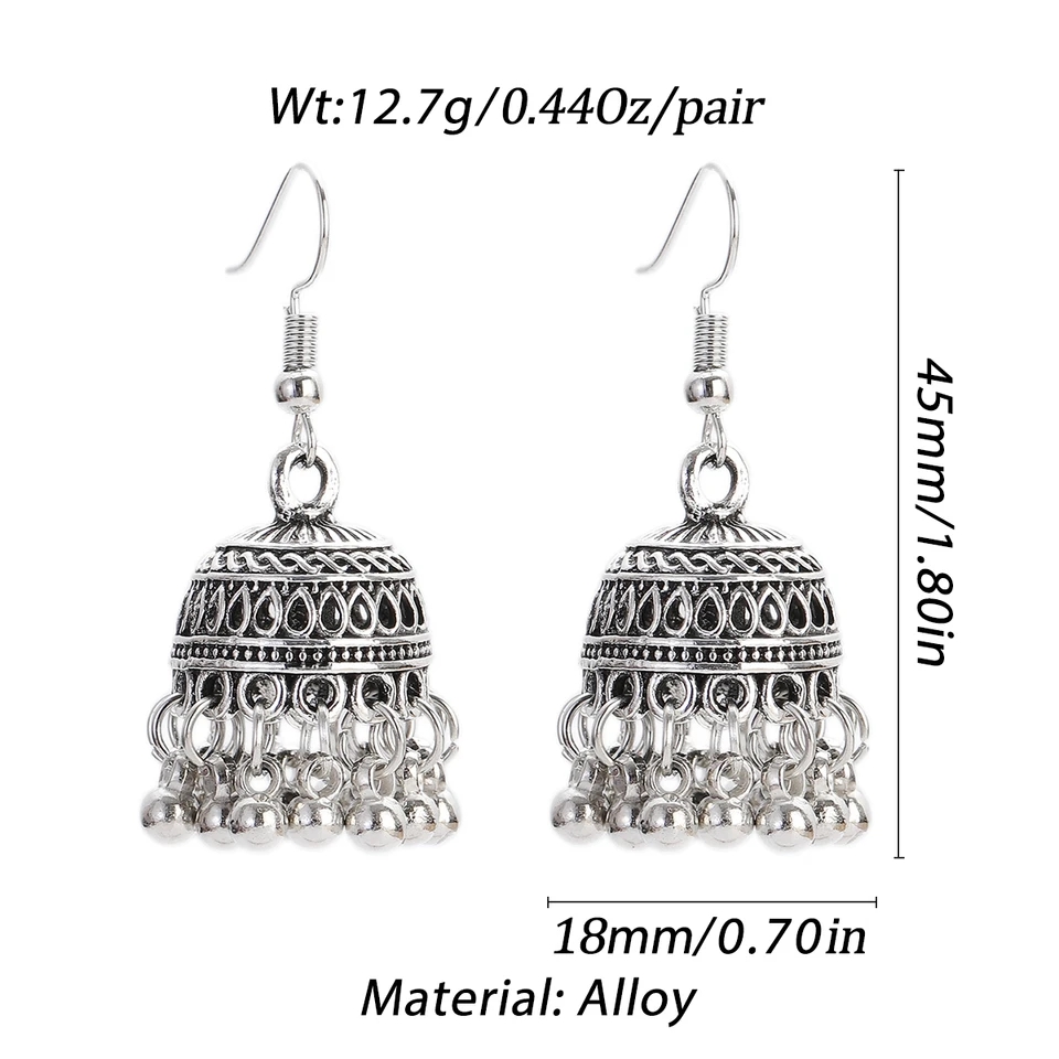 New Horizons Oxidized Jewelry Silver Jhumka Earrings Necklace Set Baho Style Earrings Women Jewelry Girls Jewelry Antique Oxidized Pendant Set Traditional Jewelry Party Jewelry Bridal Jewelry Ethnic Earrings Necklace Wedding Jewelry Gift
