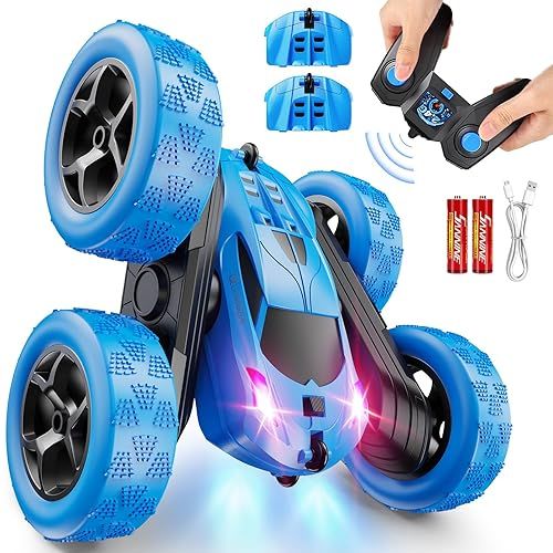 RC Stunt Car, 2.4GHz 4WD Remote Control Gesture Car Sensor Toy, Double Sided Rotating Off Road Vehicle 360° Flips with Lights Music, for Boys & Girls, Multi