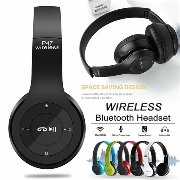 Foldable P47 Wireless headphones with Microphone Bluetooth Foldable Headset Support FM Radio TF for PC ,TV Smart Phones & Tablets etc.