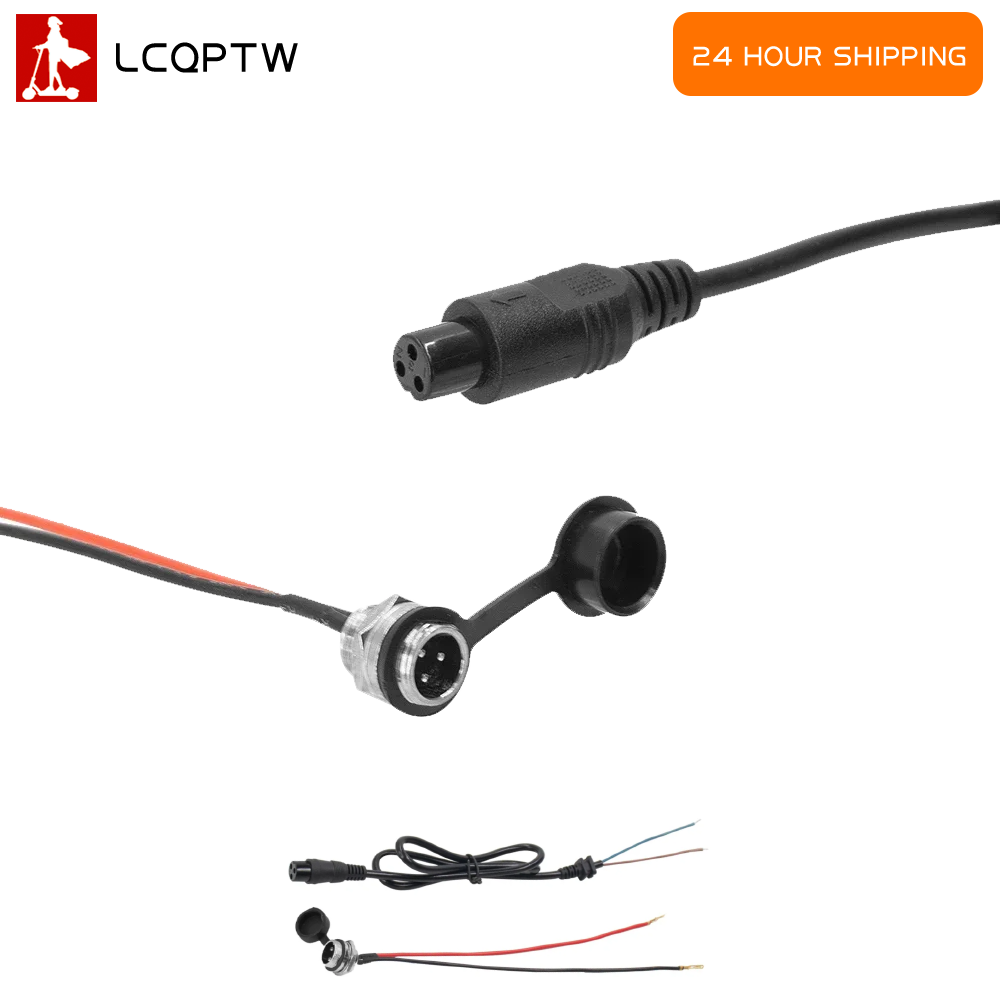 Male Female 3 Pin 2 Wire Aviation Plug Charger Cable 3 Hole Lithium Battery Charging Port Connector for Electric Scooter